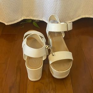 White platform sandals